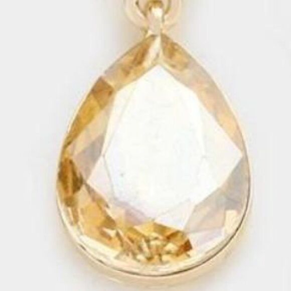 5/$25 Topaz Color Crystal Teardrop Gold Earrings - Picture 4 of 7